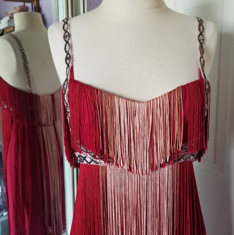 Free People Flapping My Fringe Red Flapper Dress - Picture 4 of 8